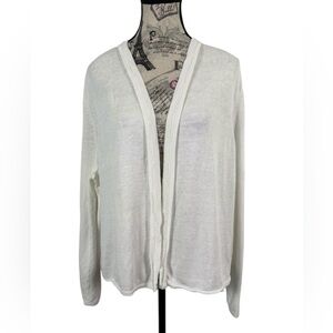 J. Jill White Linen/Cotten Blend Open Front White Cardigan Women Plus Size 2X